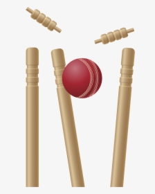Cricket Stumps Png Pic - Cricket Bat And Ball And Wickets, Transparent Png, Transparent PNG