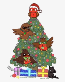 Clip Art Bird In Santa Hat - Bat Family Christmas Tree, HD Png Download, Transparent PNG