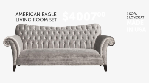 Ae2604 S American Eagle Silver Tufted Sofa And Loveseat - Classic American Sofa Design, HD Png Download, Transparent PNG