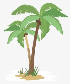 - Sun With Coconut Trees - Shape Coconut Tree Cartoon, HD Png Download, Transparent PNG