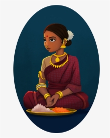 Indian Selling Flowers Character Design My Work - Cartoon Indian Girl Drawing, HD Png Download, Transparent PNG