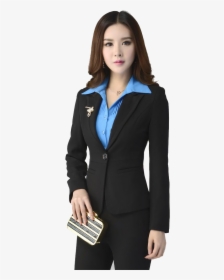 Business Suit For Women Png Background Images - Sky Blue And Black Uniform, Transparent Png, Transparent PNG