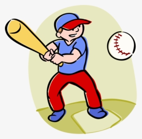 Vector Illustration Of American Pastime Sport Of Baseball - Playing Baseball Clipart Png, Transparent Png, Transparent PNG
