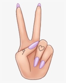Peace Sign Emoji Png - Peace Sign Fingers Tattoo, Transparent Png, Transparent PNG