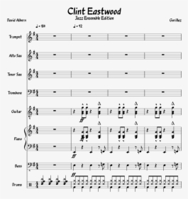Clint Eastwood Sheet Music Composed By Gorillaz 1 Of - Gorillaz Clint Eastwood Drum Sheet Music, HD Png Download, Transparent PNG