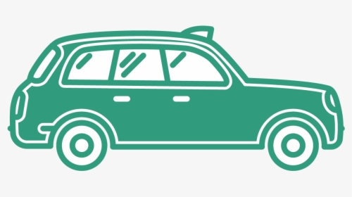 Green Outline Of Taxi With Entire Inside Filled In - Taxi Front Clipart Png, Transparent Png, Transparent PNG