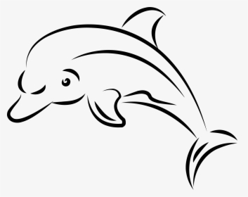 Drawing Dolphin Silhouette Clip Art - Dolphin Clipart Black And White Png, Transparent Png, Transparent PNG