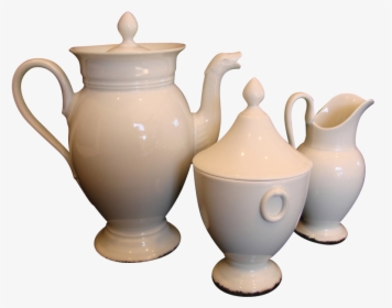 French Limoges Whiteware Tea Or Coffee Set Pot Sugar - Teapot, HD Png Download, Transparent PNG