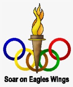 Torch Clipart Ring - Olympics Rings With Flame Clipart, HD Png Download, Transparent PNG