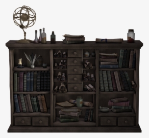 Shelf, Wooden Shelf, Bookshelf, Antique, Leather Covers - Antique Bookshelf Png Or Transparent, Png Download, Transparent PNG