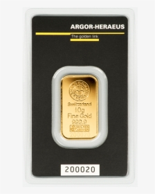 Argor-heraeus 10gr Gold Bar - Argor Heraeus 10g Gold, HD Png Download, Transparent PNG