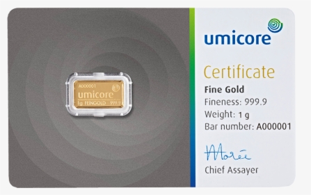 Umicore 1g Gold Bar, HD Png Download, Transparent PNG