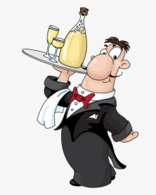 Waiter Png Pic - Funny Waiter Cartoon, Transparent Png, Transparent PNG