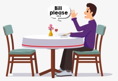 Customer Finish Eating And Call For A Bill - Waiter And Customer Clipart, HD Png Download, Transparent PNG