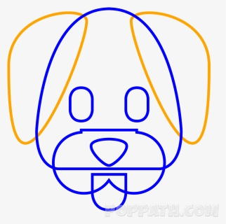 A Dog Emoji Shows That A Cute Dog Is Smiling With Its - Face Emoji How To Draw A Dog, HD Png Download, Transparent PNG