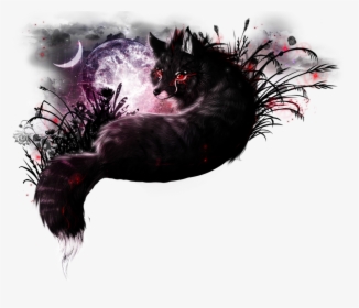 Black Wolf Red Patterns Transparent - Аниме Арт Черный Лис, HD Png Download, Transparent PNG