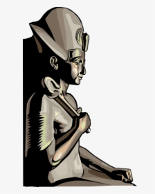 Vector Illustration Of Ancient Egypt Seated Statue - Cartoon, HD Png Download, Transparent PNG