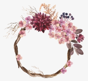 Ben And Shana - Watercolor Flower Maroon Wreath, HD Png Download, Transparent PNG
