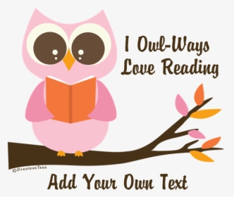 Custom Reading Owl Pink Banner - Cute Owl Reading Clipart, HD Png Download, Transparent PNG