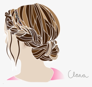 Clip Art Cartoon Braided Hair - Drawing Hair In Illustrator, HD Png Download, Transparent PNG