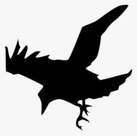 Flat, Sketch, Silhouette, Cartoon, Down, Eagle, Spring - Raven Silhouette, HD Png Download, Transparent PNG