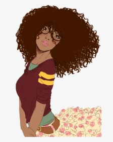 Clipart Girl Curly Hair - Curly Hair Woman Cartoon, HD Png Download, Transparent PNG