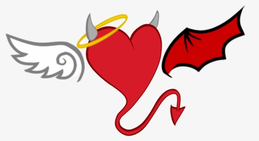 Devil Demon Drawing Clip Art - Heart With Devil Horns And Angel Wings, HD Png Download, Transparent PNG