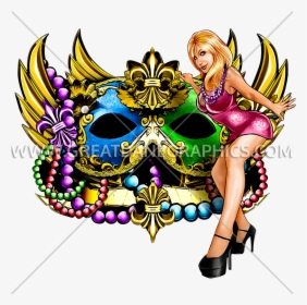 Gras Party Production Ready Artwork For T - Mardi Gra Mask On A T Shirt, HD Png Download, Transparent PNG