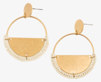 *antique Gold Hoop With Cream Threaded Half Moon - Earrings, HD Png Download, Transparent PNG
