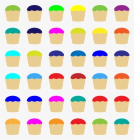 Colorful Cupcakes Pattern Clip Arts - Muffin, HD Png Download, Transparent PNG