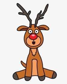 Cute Rudolph The Red Nose Raindreer Http - Easy Christmas Deer Drawing, HD Png Download, Transparent PNG