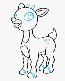 How To Draw Rudolph The Red-nosed Reindeer - Cartoon, HD Png Download, Transparent PNG
