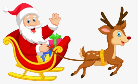 Transparent Santa With Rudolph Png Clipart - Santa Claus With Reindeer Images Hd, Png Download, Transparent PNG