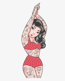 Tattooed Pin Up Girl Drawings, HD Png Download, Transparent PNG