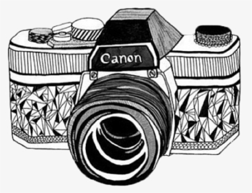 Overlay, Canon, And Camera Image - Black And White Camera Drawing, HD Png Download, Transparent PNG