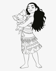 Disney Moana Coloring Pages - Moana And Pua Coloring Pages, HD Png Download, Transparent PNG