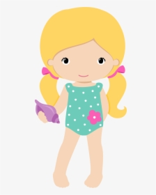 Google Clipart Swimming Kit - Girl Clipart On Beach, HD Png Download, Transparent PNG