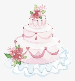 Wedding Cake Watercolor Painting - Watercolor Wedding Cake Png, Transparent Png, Transparent PNG