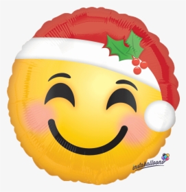 Santa Hat - Smiling Emoji With Christmas Hat, HD Png Download, Transparent PNG