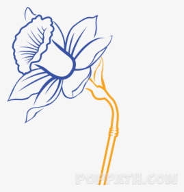 Transparent Daffodils Clipart - Daffodils Flower Drawing Black And White Simple, HD Png Download, Transparent PNG