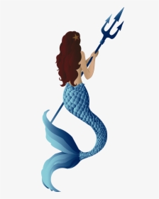 Transparent Trident Png - Mermaid With Trident, Png Download, Transparent PNG