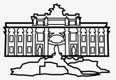 Trevi Fountain Black And White Clipart, HD Png Download, Transparent PNG