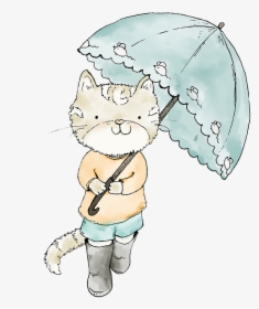 Cat, Cute Cat, Umbrella, Cartoon Cat, Character, Rain - Cute Good Morning Rainy, HD Png Download, Transparent PNG