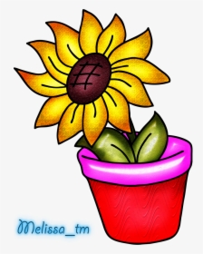 Vase - Clipart - Flower Vase With Sunflower Clipart, HD Png Download, Transparent PNG
