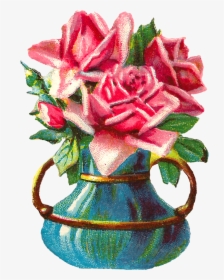 Pink Roses Are The Best Flower Images For Shabby Chic - Flower Vase Old Clipart, HD Png Download, Transparent PNG