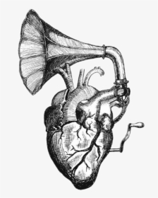 Heart Tattoo Anatomy Speaker Sounds Drawing Clipart - Heart Gramophone, HD Png Download, Transparent PNG