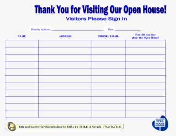 Free Sign In Sheet Unique Free Open House Sign In Sheet - Downloadable Free Open House Sign In Sheet, HD Png Download, Transparent PNG