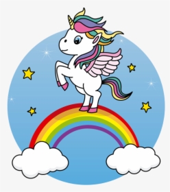 Transparent Unicornio Clipart - Unicorn On Top Of A Rainbow, HD Png Download, Transparent PNG