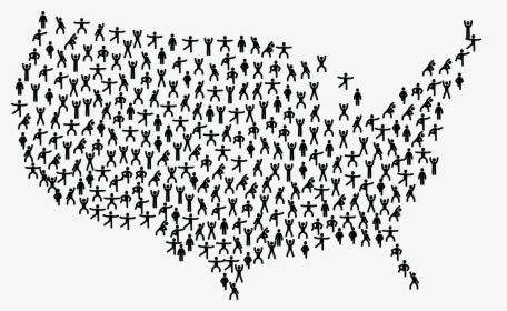 Free Clipart Of A United States Map Of Fitness People - United States Map With People Png, Transparent Png, Transparent PNG