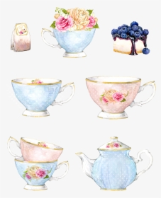 Decorative Coffee Cup Porcelain Vase Watercolor Vector - Cup, HD Png Download, Transparent PNG